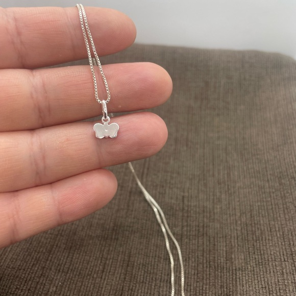 Sterling silver pink enamel butterfly necklace - Picture 7 of 7